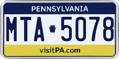 PA license plate MTA5078