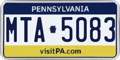 PA license plate MTA5083