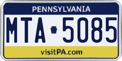 PA license plate MTA5085