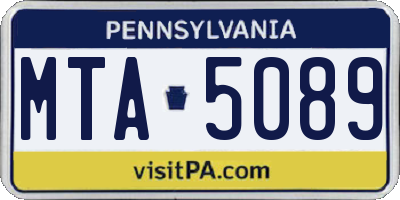 PA license plate MTA5089