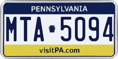 PA license plate MTA5094