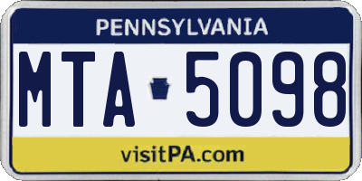 PA license plate MTA5098