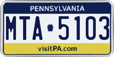 PA license plate MTA5103