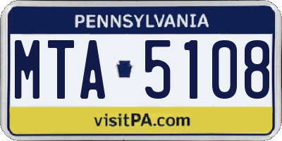 PA license plate MTA5108