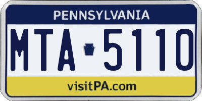 PA license plate MTA5110