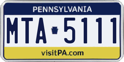 PA license plate MTA5111