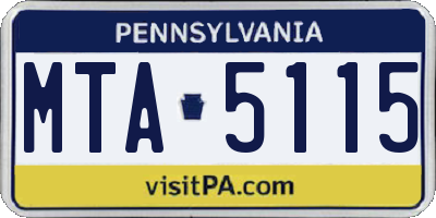 PA license plate MTA5115