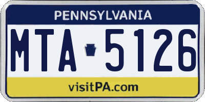 PA license plate MTA5126