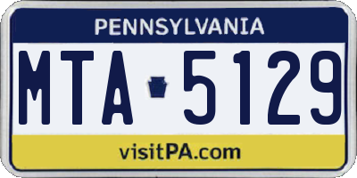 PA license plate MTA5129