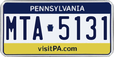 PA license plate MTA5131