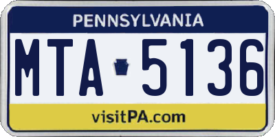 PA license plate MTA5136