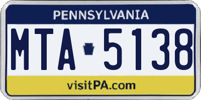 PA license plate MTA5138