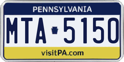 PA license plate MTA5150