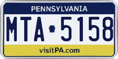 PA license plate MTA5158