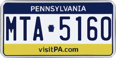 PA license plate MTA5160