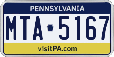 PA license plate MTA5167