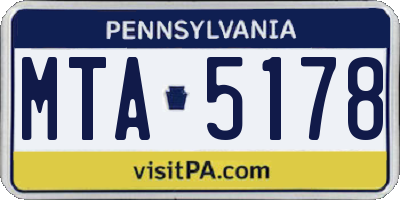 PA license plate MTA5178