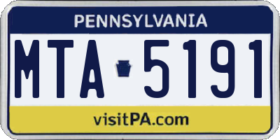 PA license plate MTA5191