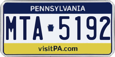 PA license plate MTA5192