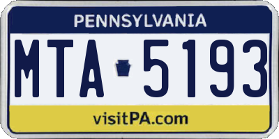 PA license plate MTA5193