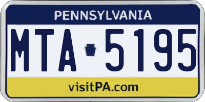 PA license plate MTA5195