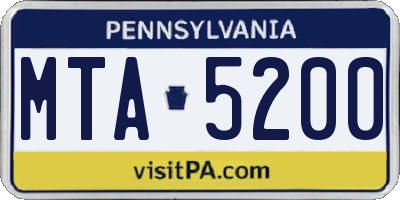 PA license plate MTA5200