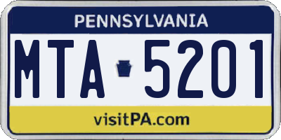 PA license plate MTA5201