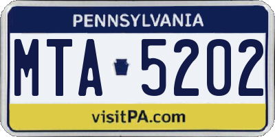 PA license plate MTA5202