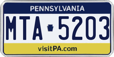 PA license plate MTA5203