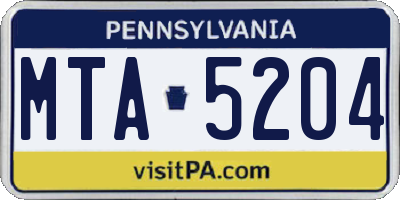 PA license plate MTA5204