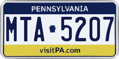 PA license plate MTA5207
