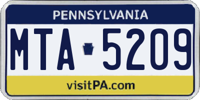 PA license plate MTA5209