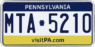 PA license plate MTA5210