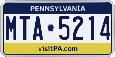 PA license plate MTA5214
