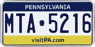 PA license plate MTA5216