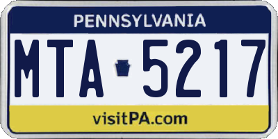 PA license plate MTA5217