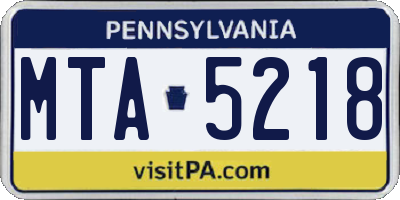 PA license plate MTA5218