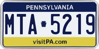 PA license plate MTA5219