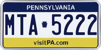 PA license plate MTA5222