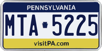 PA license plate MTA5225