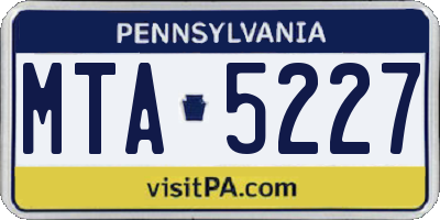 PA license plate MTA5227