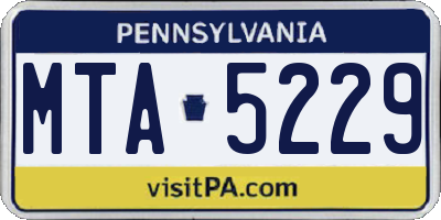 PA license plate MTA5229