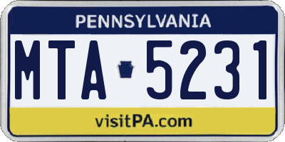 PA license plate MTA5231