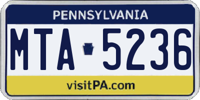 PA license plate MTA5236