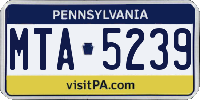 PA license plate MTA5239