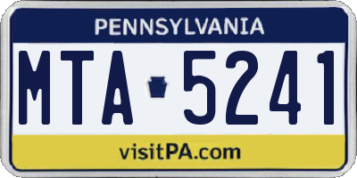 PA license plate MTA5241