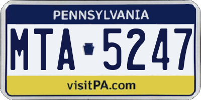 PA license plate MTA5247