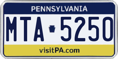 PA license plate MTA5250