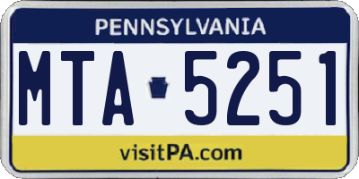 PA license plate MTA5251