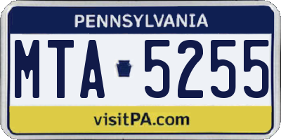 PA license plate MTA5255